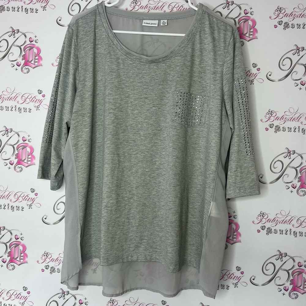 Tribal jeans shirt blouse bling crystal studded Top with Rhinestone Detail
